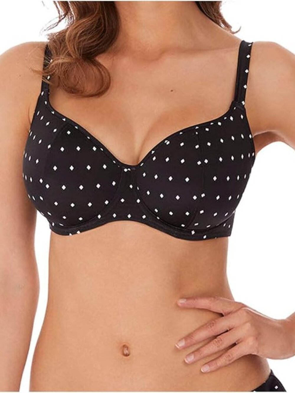 ✨Freya Swim Jewel Cove Underwire Sweetheart Bikini Top 36J NWOT Black/White